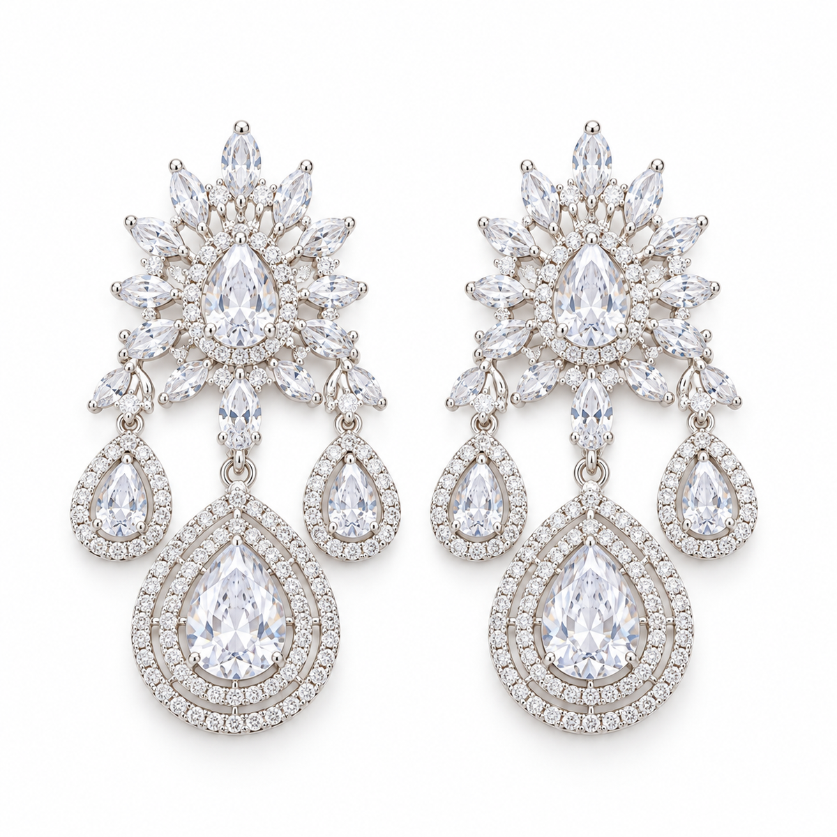 Necklace Set with Earrings | Silver Finish Wedding Jewellery