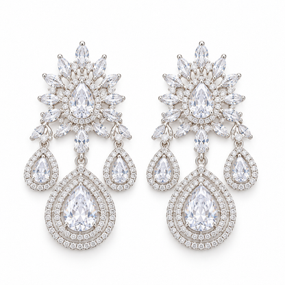 Necklace Set with Earrings | Silver Finish Wedding Jewellery
